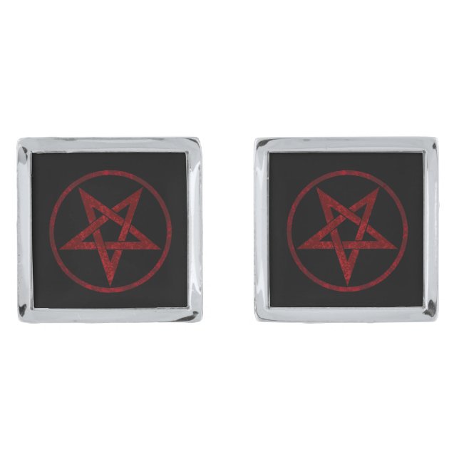 Red Devil Pentagram Cufflinks (Front)