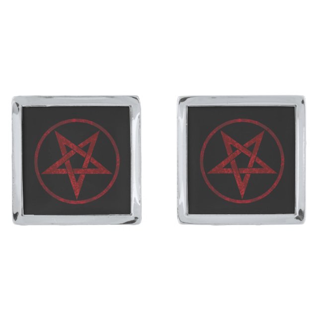 Red Devil Pentagram Cufflinks (Front)