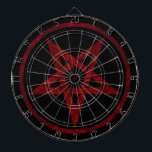 Red Devil Pentagram Dart Board<br><div class="desc">Red,  inverted,  textured pentagram in circle,  on black background. Occult symbol. 666</div>