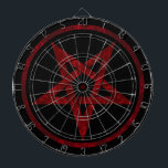 Red Devil Pentagram Dart Board<br><div class="desc">Red,  inverted,  textured pentagram in circle,  on black background. Occult symbol. 666</div>