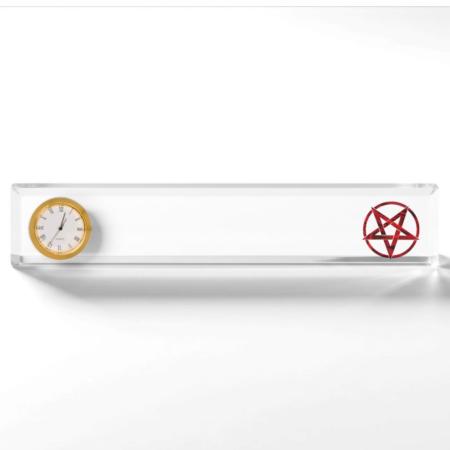 Red Devil Pentagram Desk Name Plate (Front)