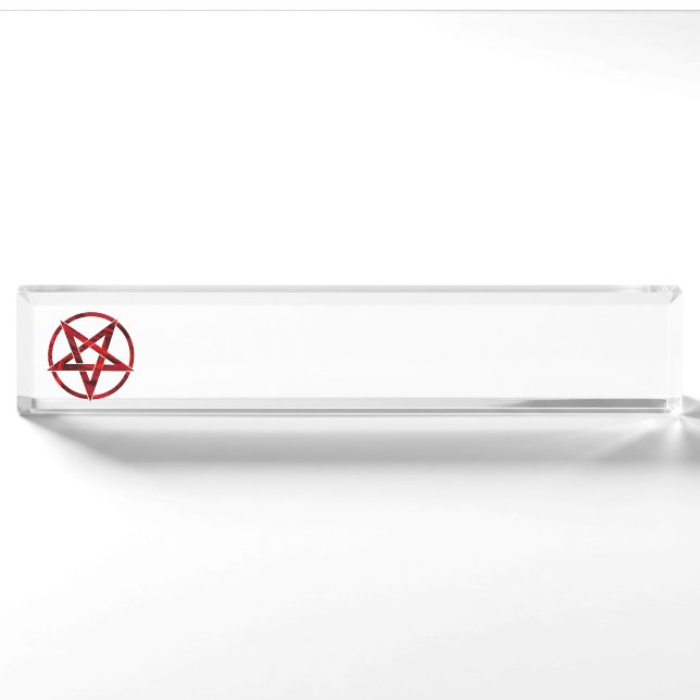 Red Devil Pentagram Desk Name Plate (Front)