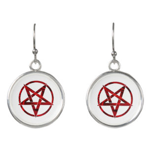 Red Devil Pentagram Earrings