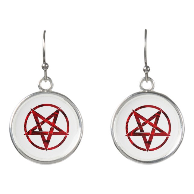 Red Devil Pentagram Earrings (Front)