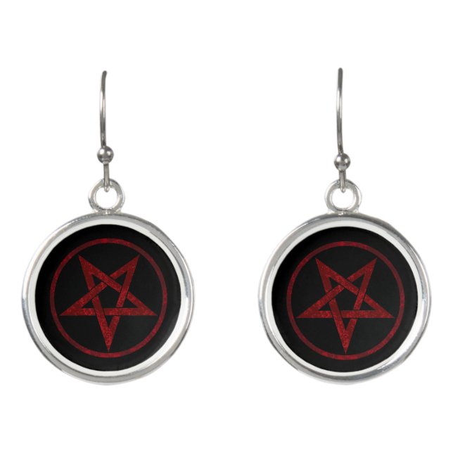 Red Devil Pentagram Earrings (Front)