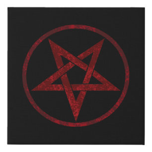 Red Devil Pentagram Faux Canvas Print