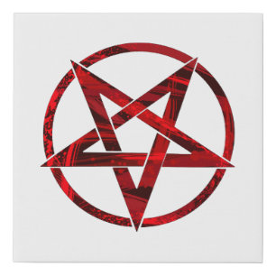 Red Devil Pentagram Faux Canvas Print