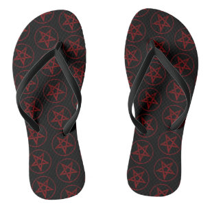 Red Devil Pentagram Flip Flops