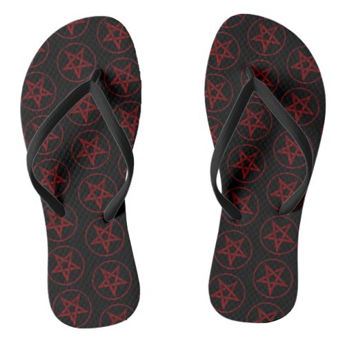 Red Devil Pentagram Flip Flops