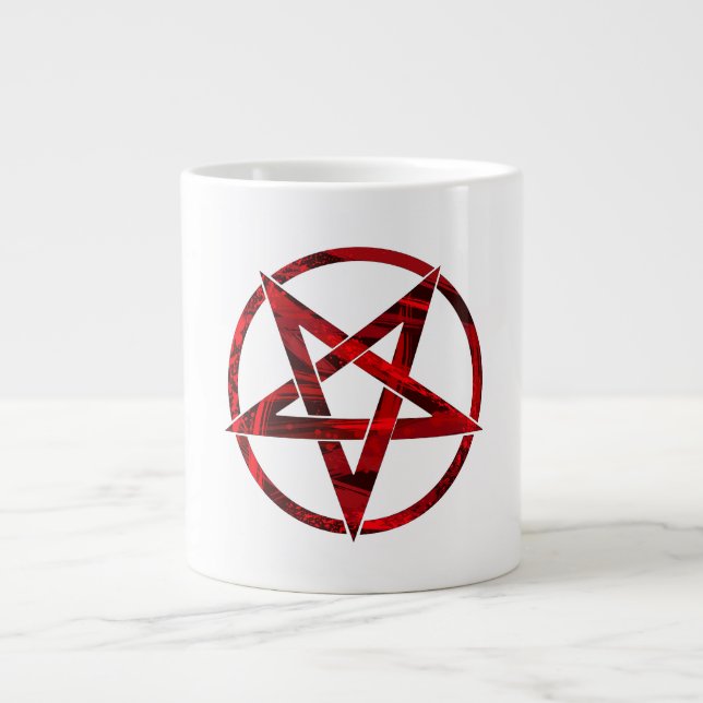 Red Devil Pentagram Giant Coffee Mug (Front)