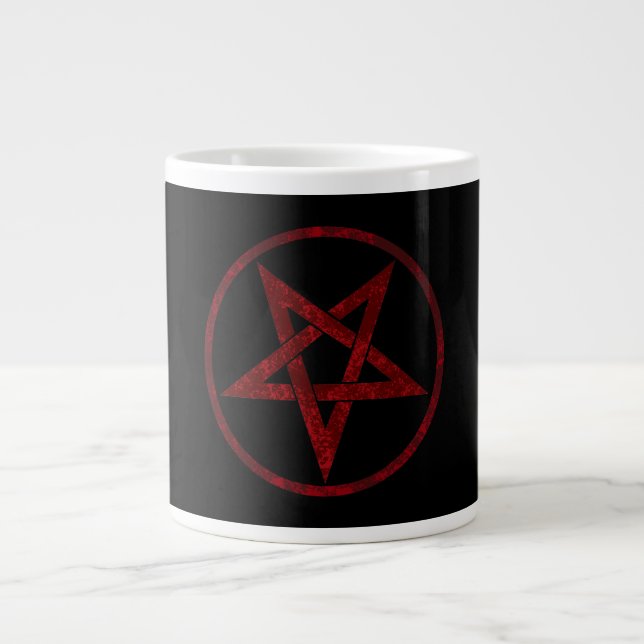 Red Devil Pentagram Giant Coffee Mug (Front)
