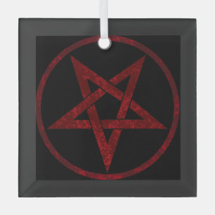Red Devil Pentagram Glass Ornament