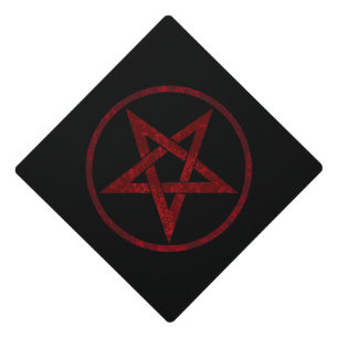 Red Devil Pentagram Graduation Cap Topper