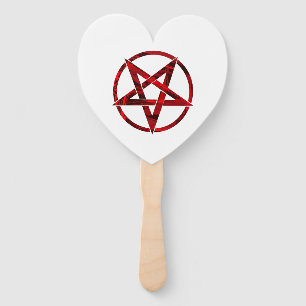 Red Devil Pentagram Hand Fan