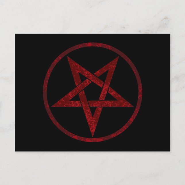 Red Devil Pentagram Holiday Postcard (Front)