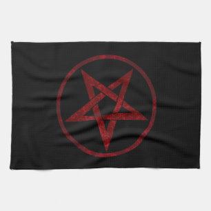 Red Devil Pentagram Kitchen Towel