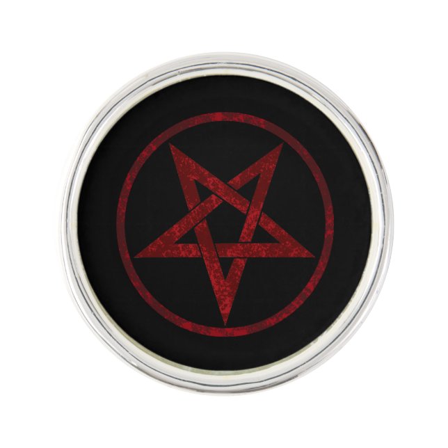 Red Devil Pentagram Lapel Pin (Front)