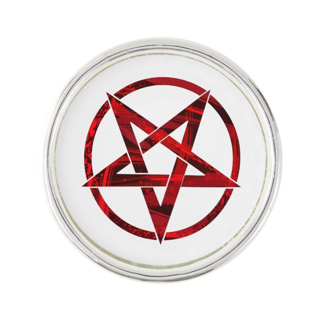 Red Devil Pentagram Lapel Pin (Front)