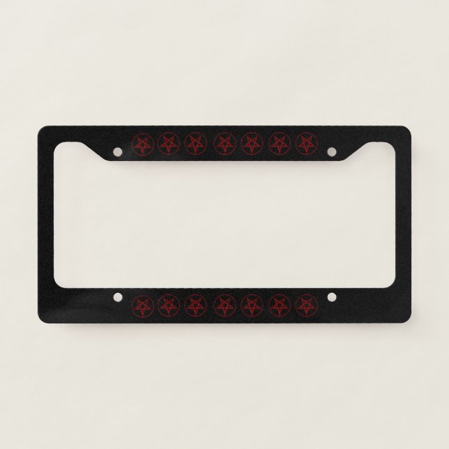 Red Devil Pentagram License Plate Frame (Front)