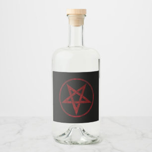 Red Devil Pentagram Liquor Bottle Label