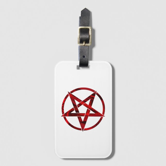 Red Devil Pentagram Luggage Tag (Front Vertical)