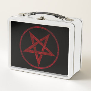 Red Devil Pentagram Metal Lunch Box