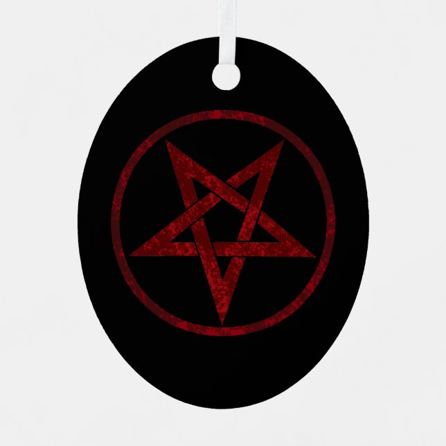 Red Devil Pentagram Metal Ornament (Front)