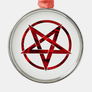 Red Devil Pentagram Metal Ornament