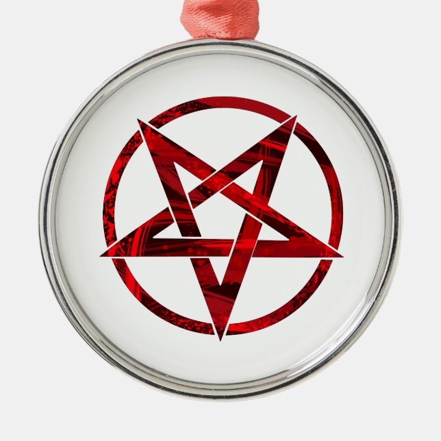 Red Devil Pentagram Metal Ornament (Front)