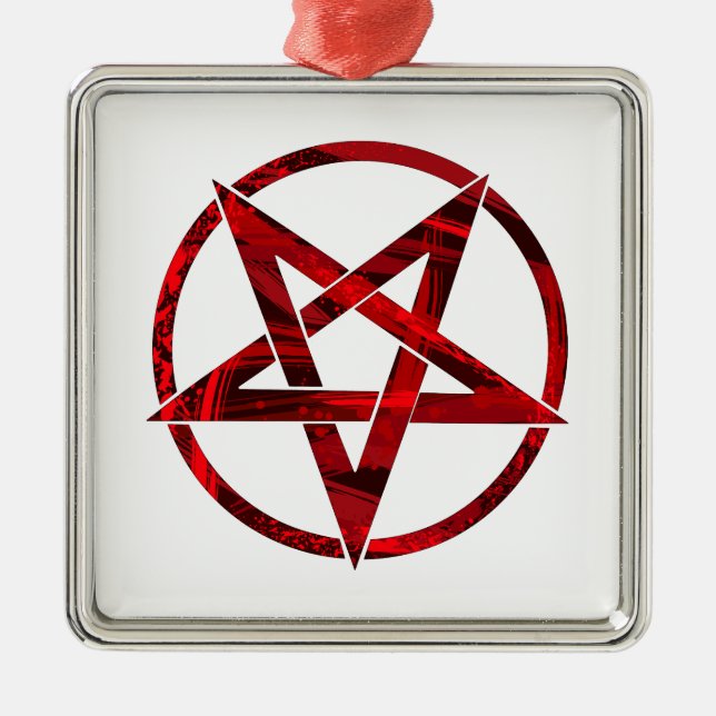 Red Devil Pentagram Metal Ornament (Front)