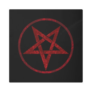 Red Devil Pentagram Metal Print