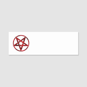 Red Devil Pentagram Name Tag