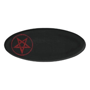 Red Devil Pentagram Name Tag