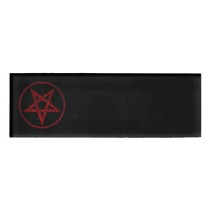 Red Devil Pentagram Name Tag