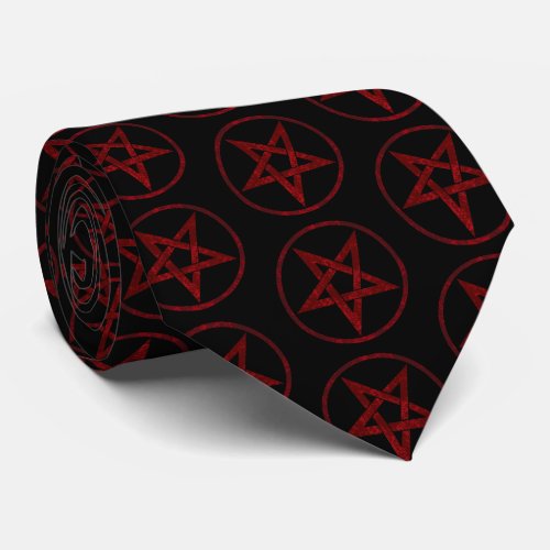 Red Devil Pentagram Neck Tie