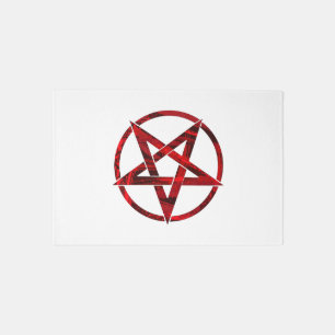 Red Devil Pentagram Outdoor Rug