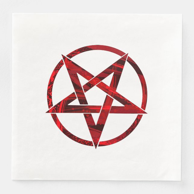 Red Devil Pentagram Paper Dinner Napkins (Front)