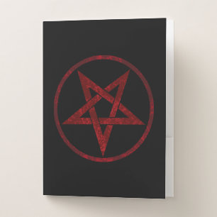 Red Devil Pentagram Pocket Folder