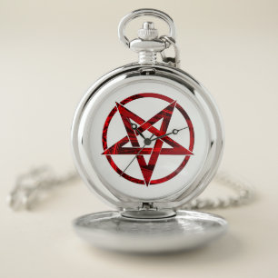 Red Devil Pentagram Pocket Watch