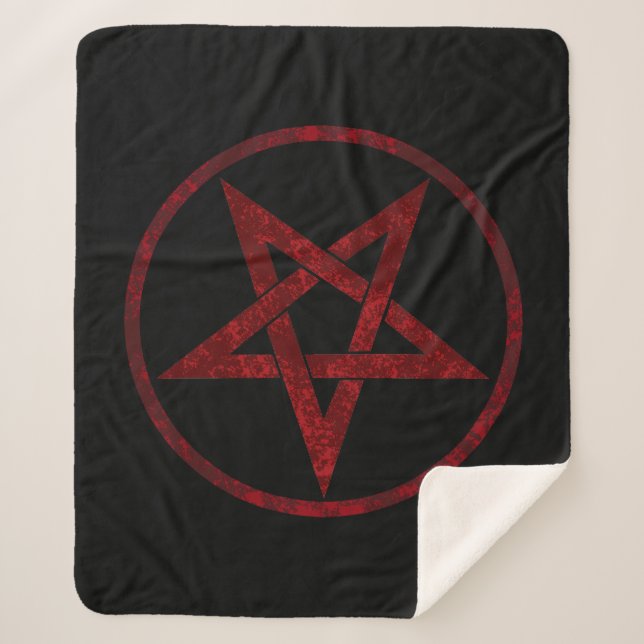Red Devil Pentagram Sherpa Blanket (Front)