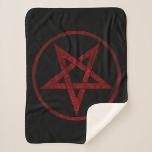 Red Devil Pentagram Sherpa Blanket