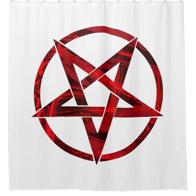 Red Devil Pentagram Shower Curtain (Front)