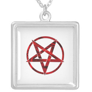 Red Devil Pentagram Silver Plated Necklace