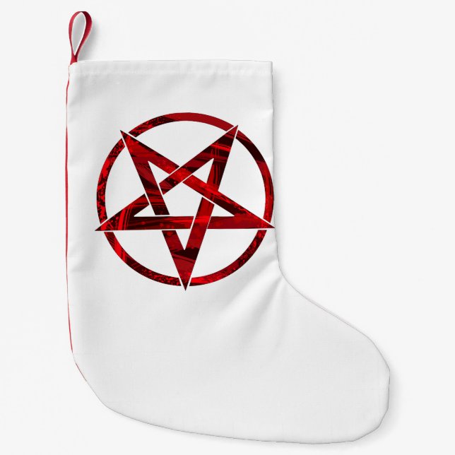 Red Devil Pentagram Small Christmas Stocking (Front)