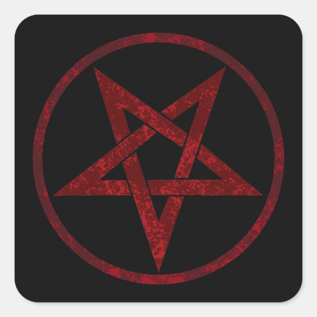 Red Devil Pentagram Square Sticker (Front)