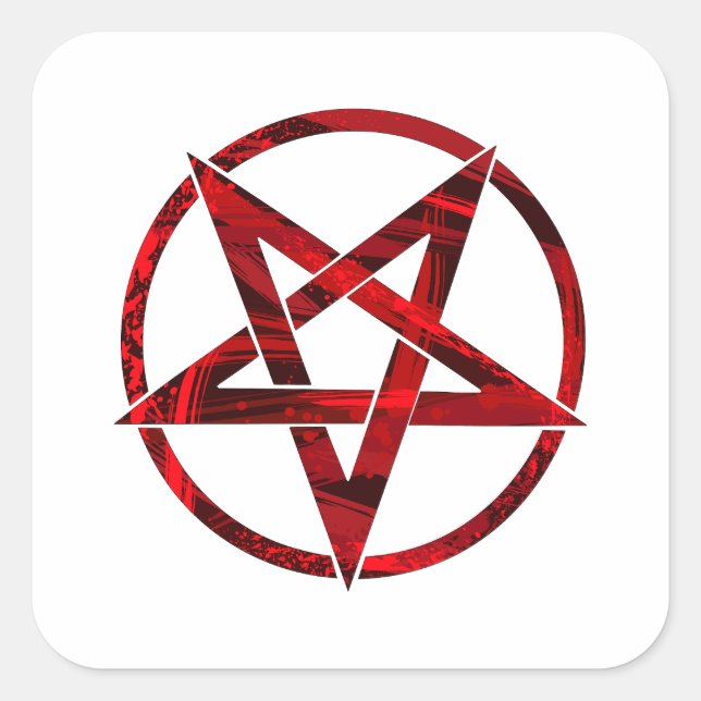 Red Devil Pentagram Square Sticker (Front)