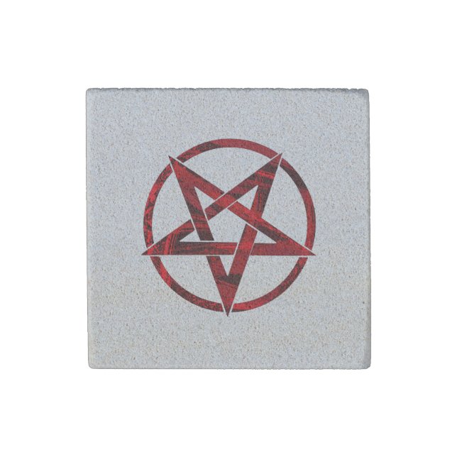 Red Devil Pentagram Stone Magnet (Front)