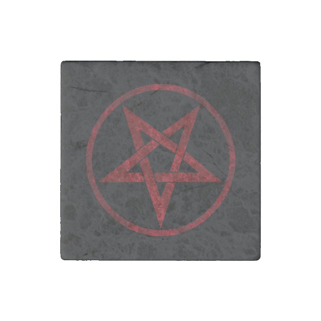 Red Devil Pentagram Stone Magnet (Front)