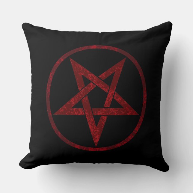 Red Devil Pentagram Throw Pillow (Front)
