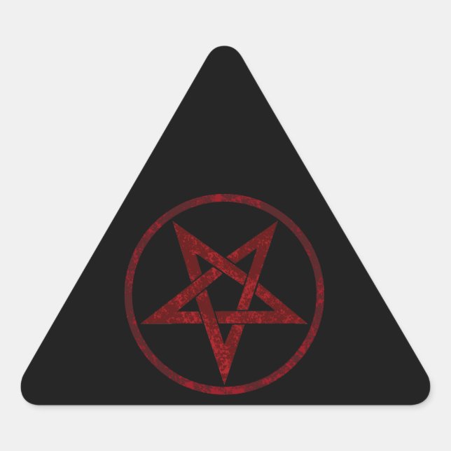 Red Devil Pentagram Triangle Sticker (Front)